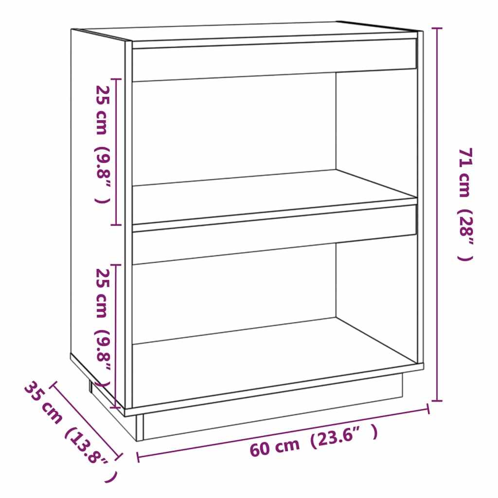 Bibliothèque Gris 60x35x71 cm Bois de pin massif - XIOS