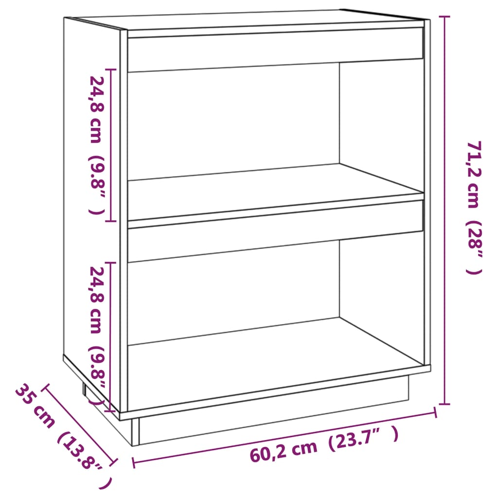 Bibliothèque Marron miel 60x35x71 cm Bois de pin massif - XIOS