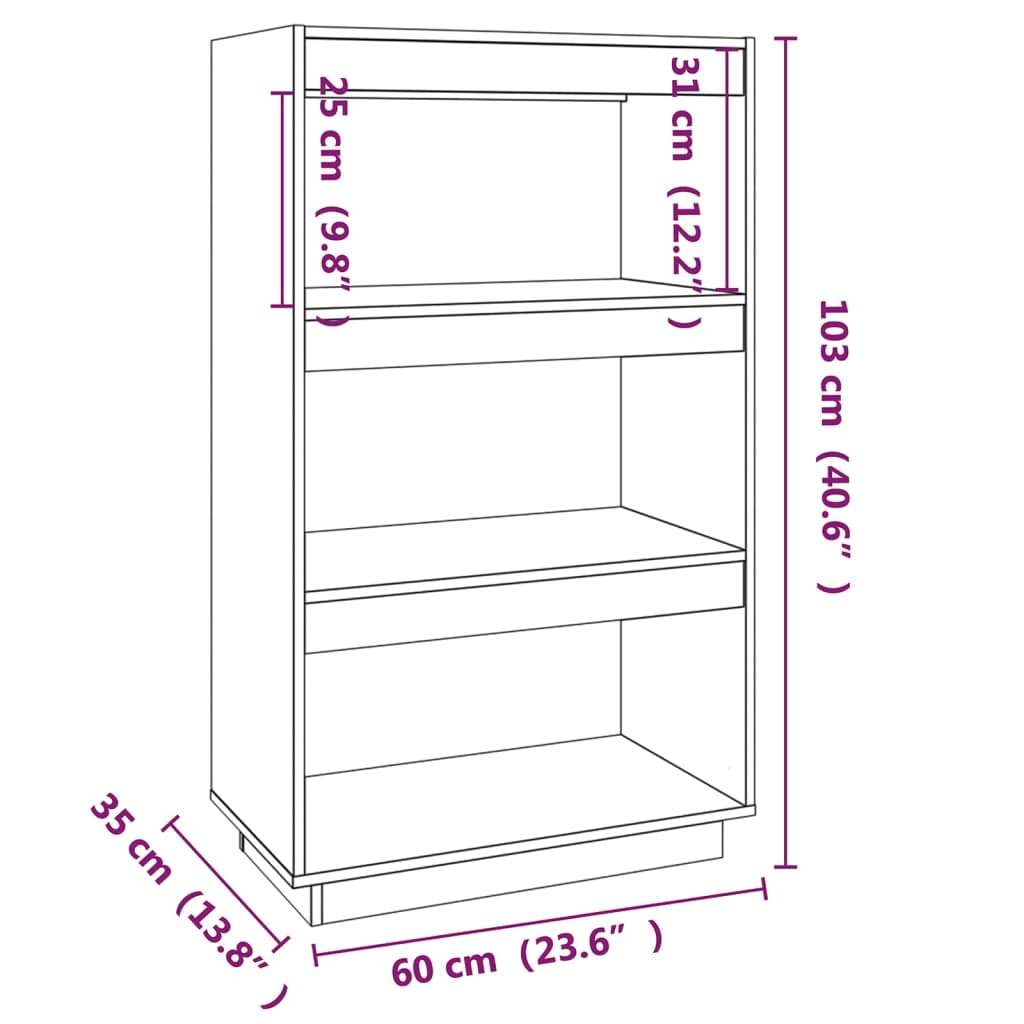 Bibliothèque/Séparateur de pièce Blanc 60x35x103 cm Pin massif - XIOS