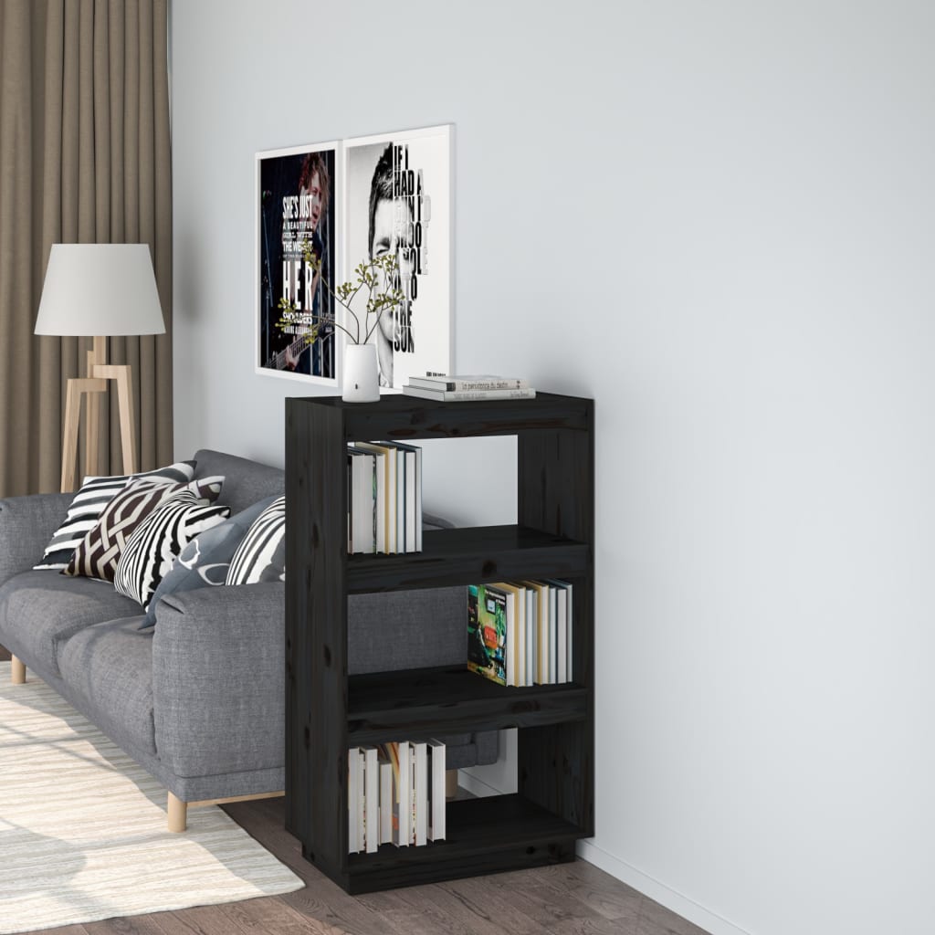 Bibliothèque/Séparateur de pièce Noir 60x35x103 cm Pin massif - XIOS