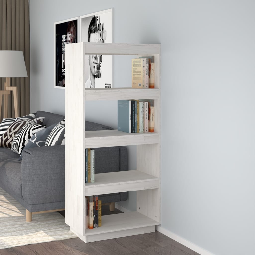 Bibliothèque/Séparateur de pièce Blanc 60x35x135 cm Pin massif - XIOS