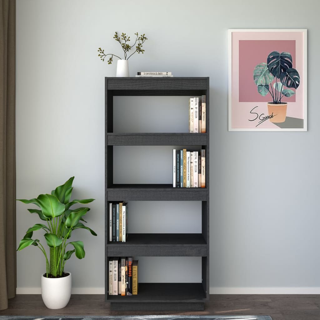Bibliothèque/Séparateur de pièce Gris 60x35x135 cm Pin massif - XIOS