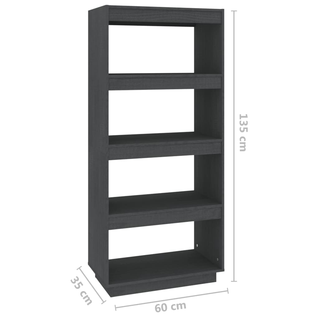 Bibliothèque/Séparateur de pièce Gris 60x35x135 cm Pin massif - XIOS