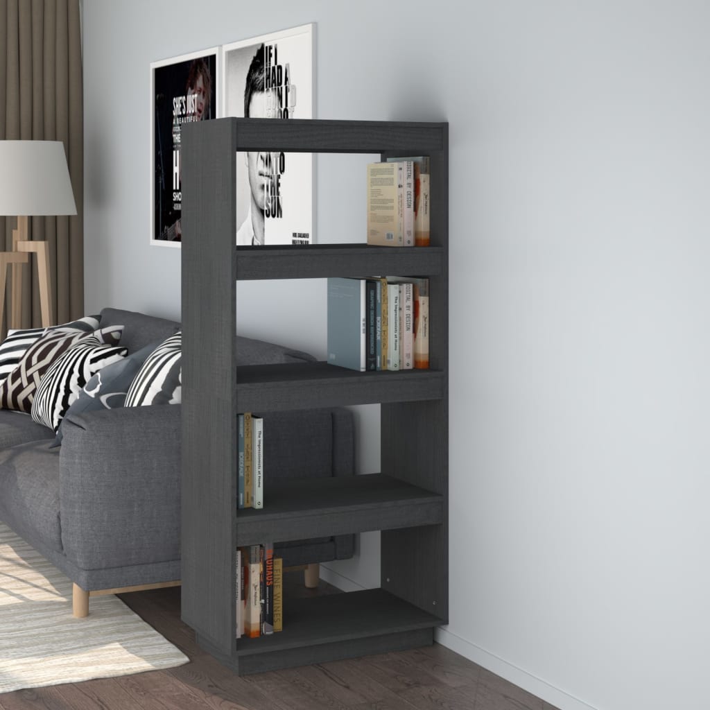 Bibliothèque/Séparateur de pièce Gris 60x35x135 cm Pin massif - XIOS