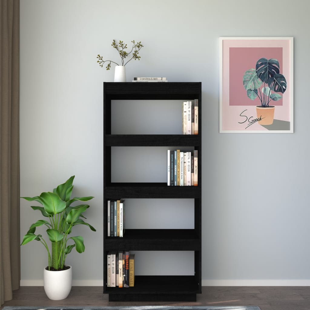 Bibliothèque/Séparateur de pièce Noir 60x35x135 cm Pin massif - XIOS