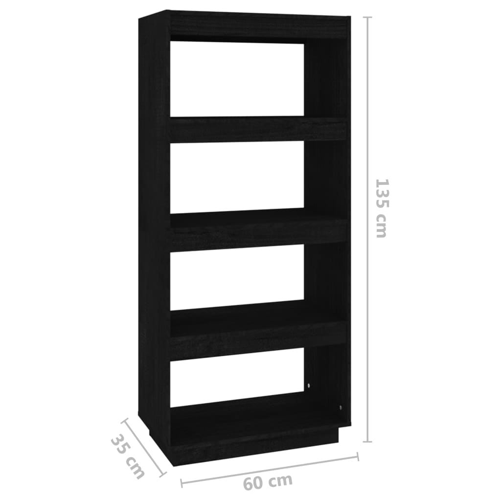 Bibliothèque/Séparateur de pièce Noir 60x35x135 cm Pin massif - XIOS