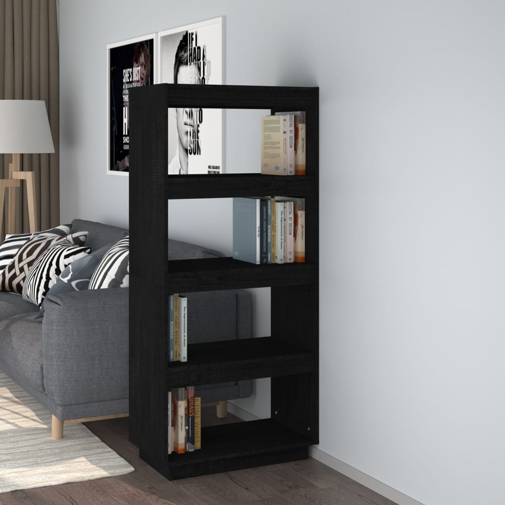 Bibliothèque/Séparateur de pièce Noir 60x35x135 cm Pin massif - XIOS