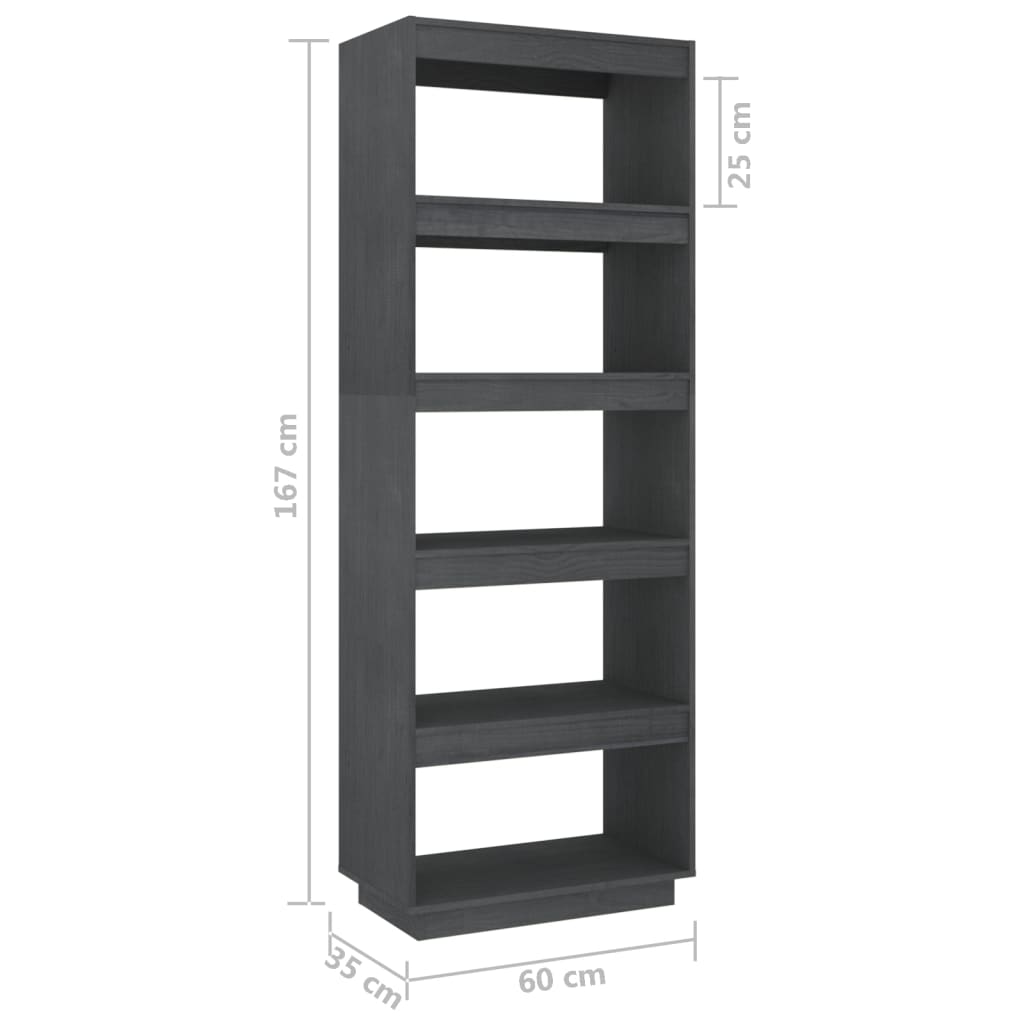 Bibliothèque/Séparateur de pièce Gris 60x35x167 cm Pin massif - XIOS