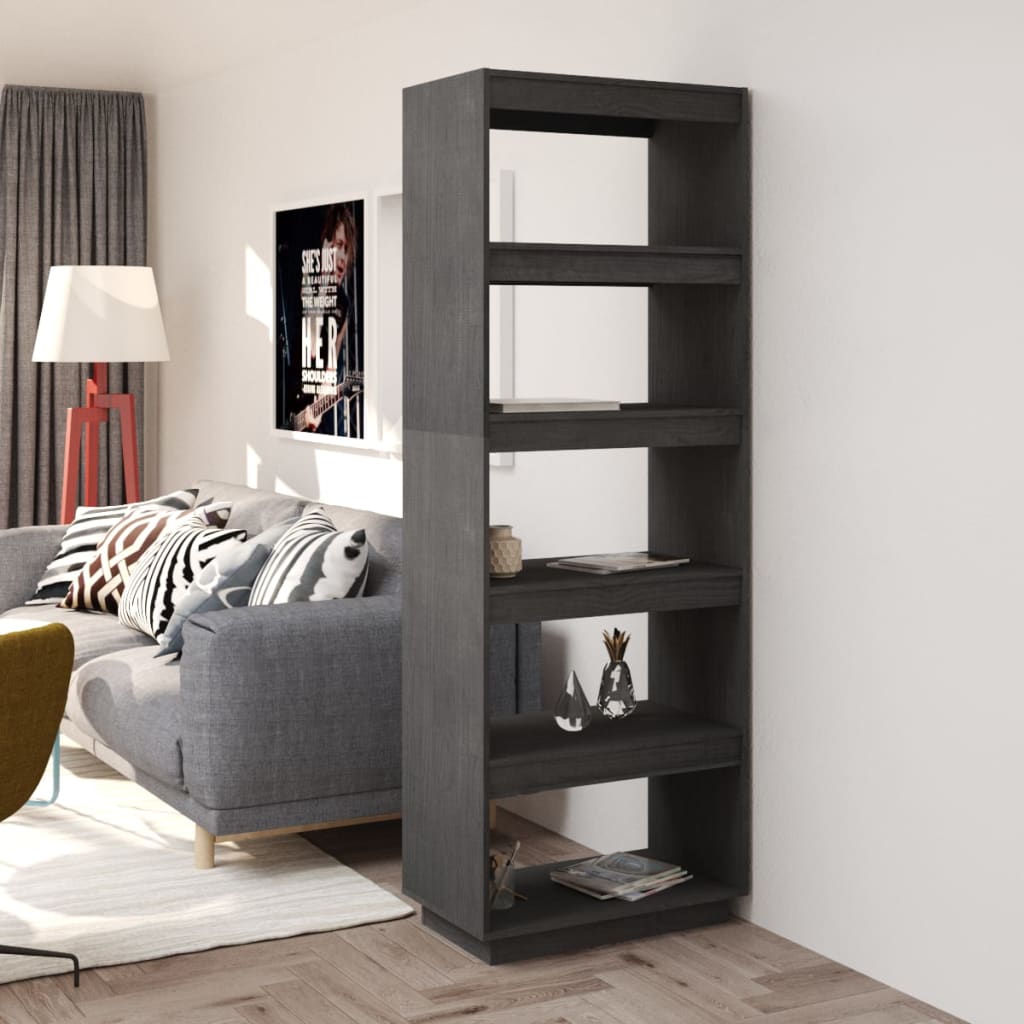 Bibliothèque/Séparateur de pièce Gris 60x35x167 cm Pin massif - XIOS