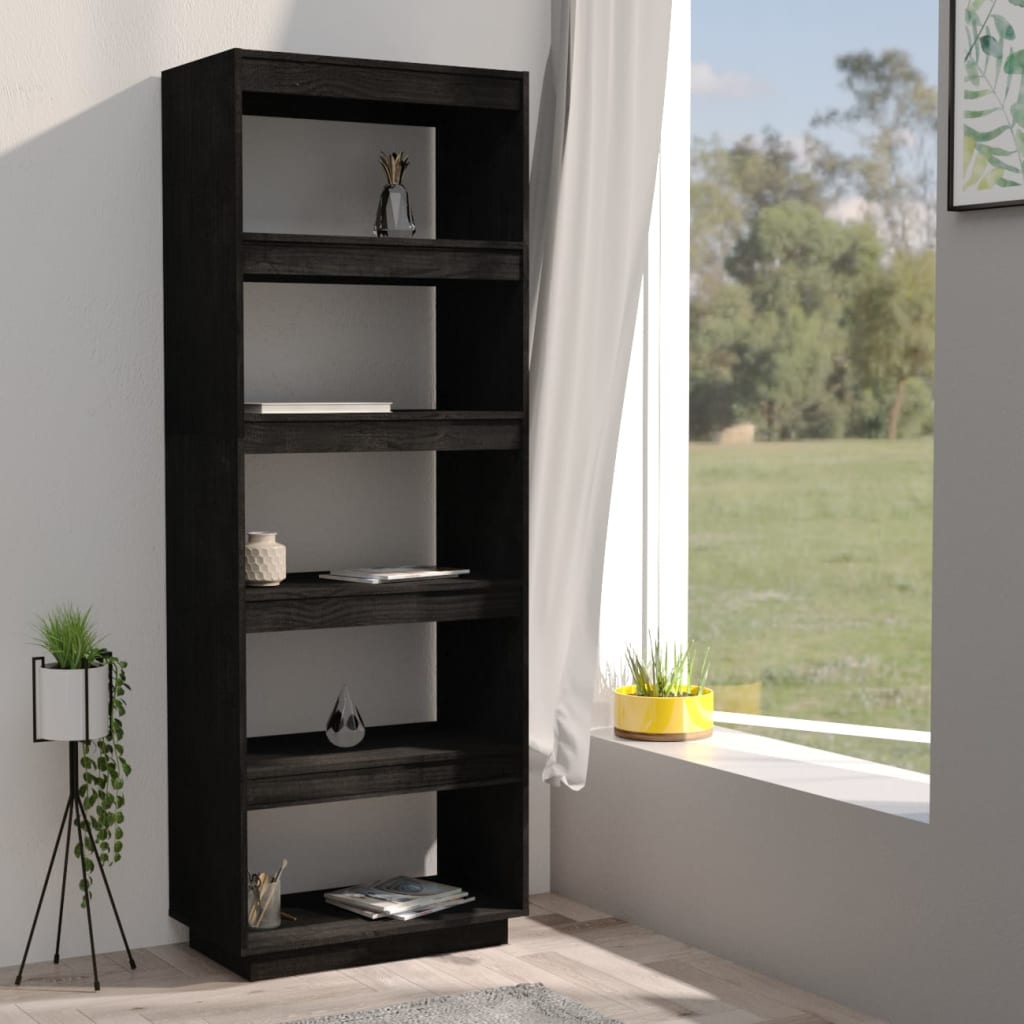 Bibliothèque/Séparateur de pièce Noir 60x35x167 cm Pin massif - XIOS