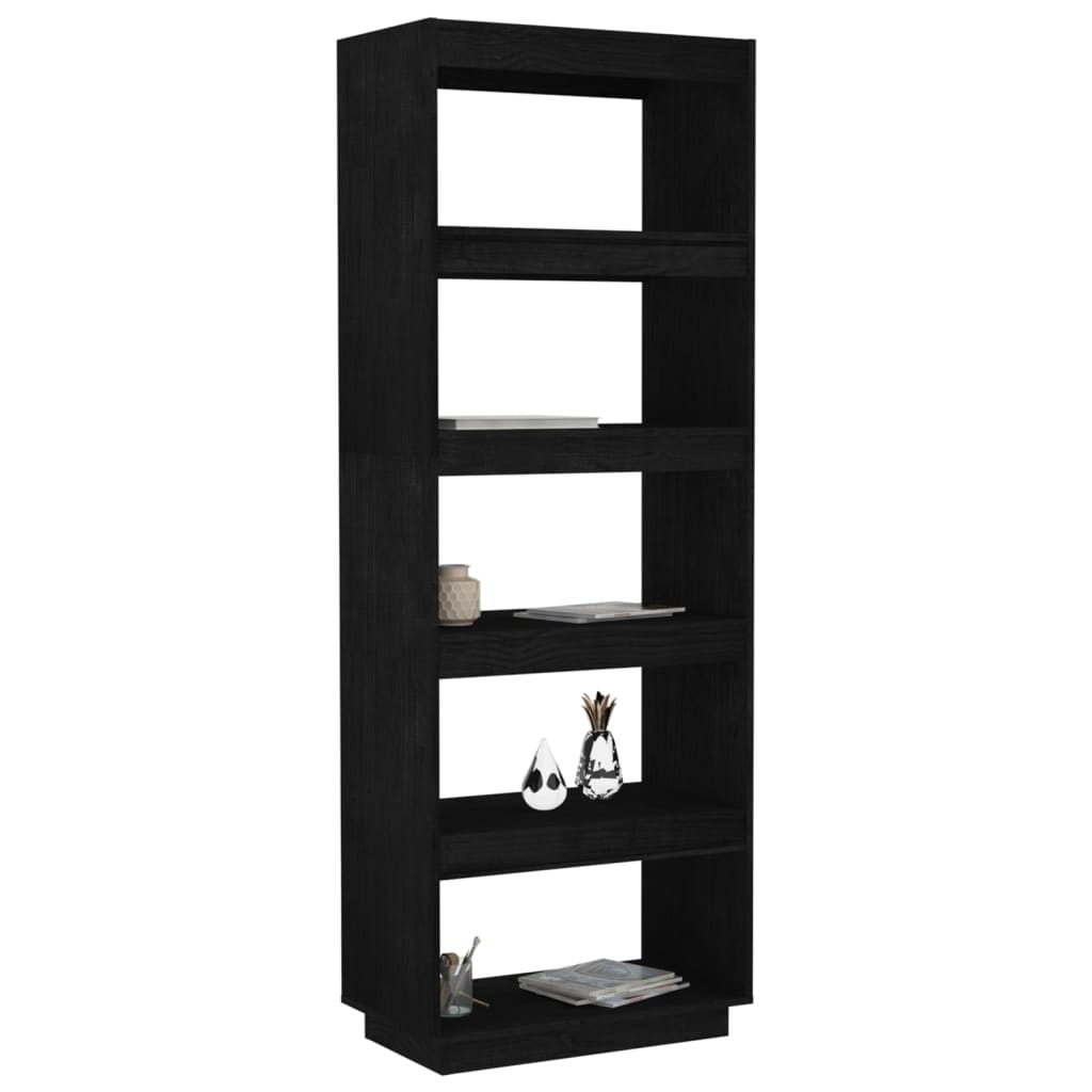 Bibliothèque/Séparateur de pièce Noir 60x35x167 cm Pin massif - XIOS