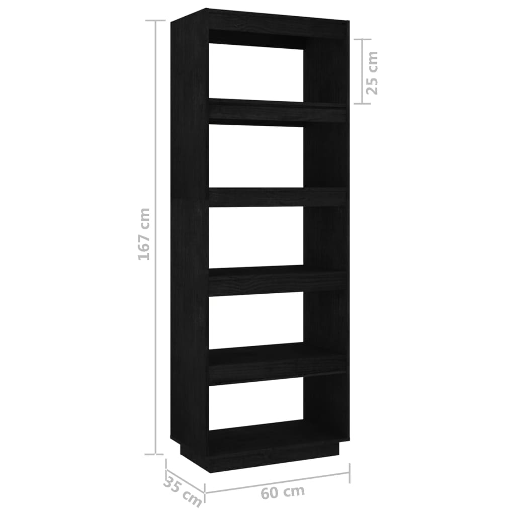 Bibliothèque/Séparateur de pièce Noir 60x35x167 cm Pin massif - XIOS