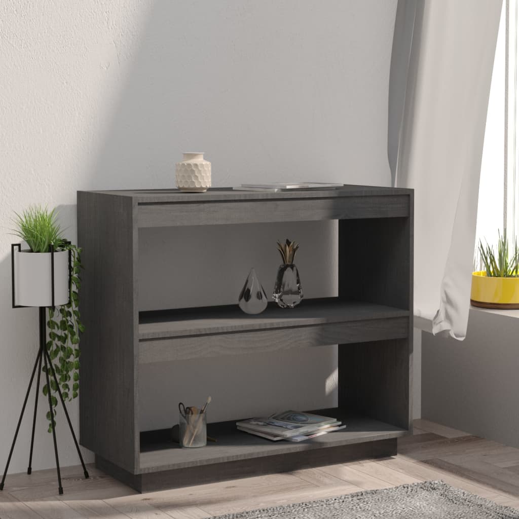 Bibliothèque Gris 80x35x71 cm Bois de pin massif - XIOS
