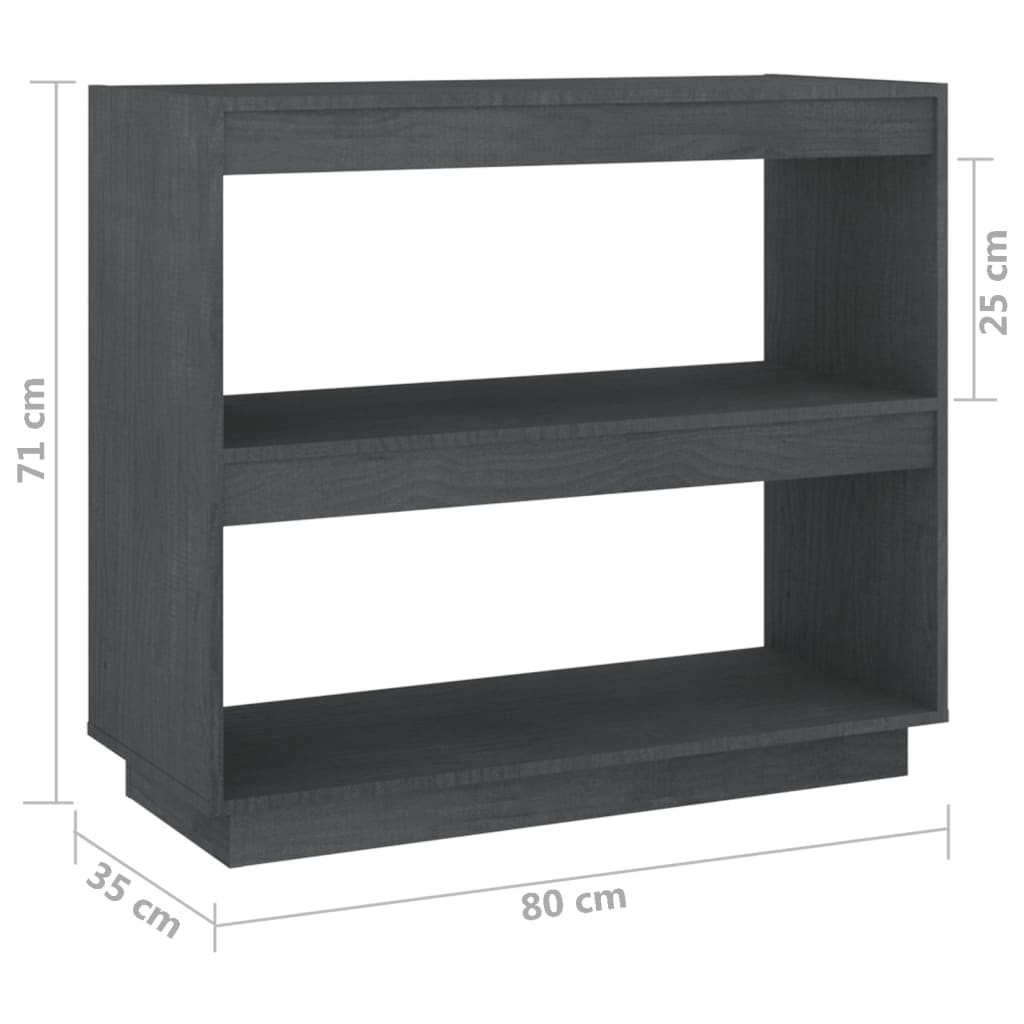 Bibliothèque Gris 80x35x71 cm Bois de pin massif - XIOS