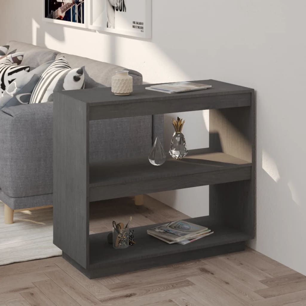 Bibliothèque Gris 80x35x71 cm Bois de pin massif - XIOS