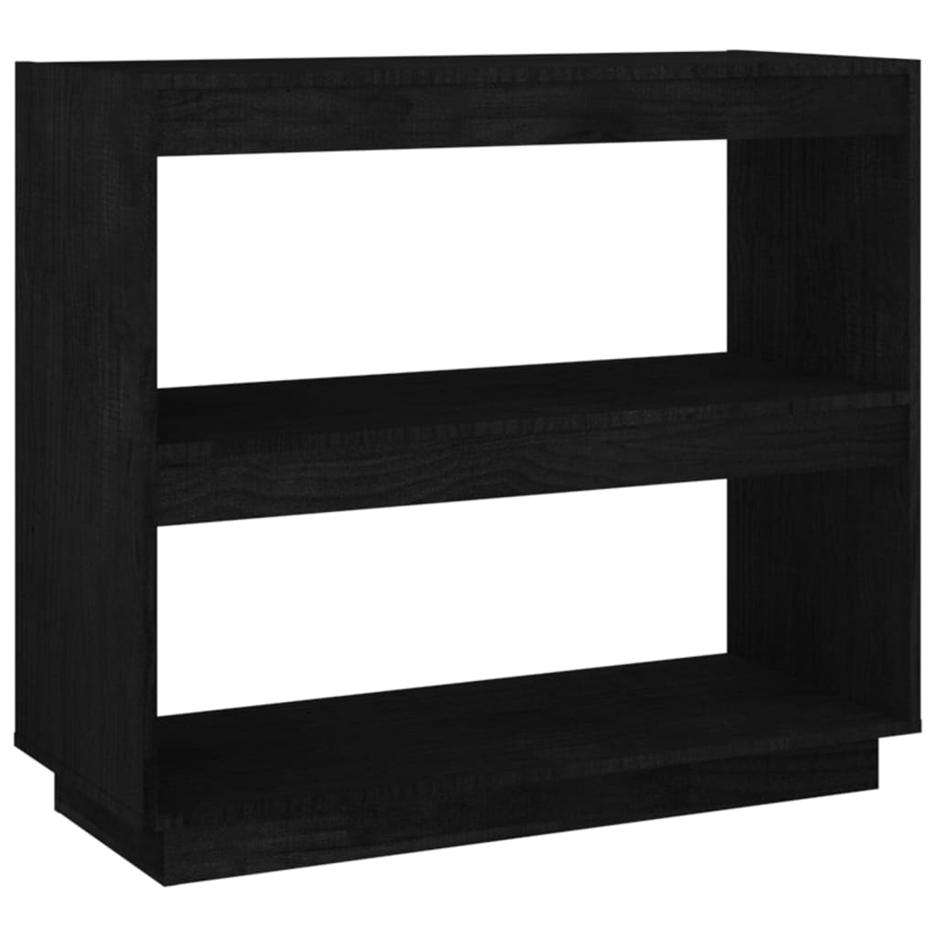 Bibliothèque Noir 80x35x71 cm Bois de pin massif - XIOS