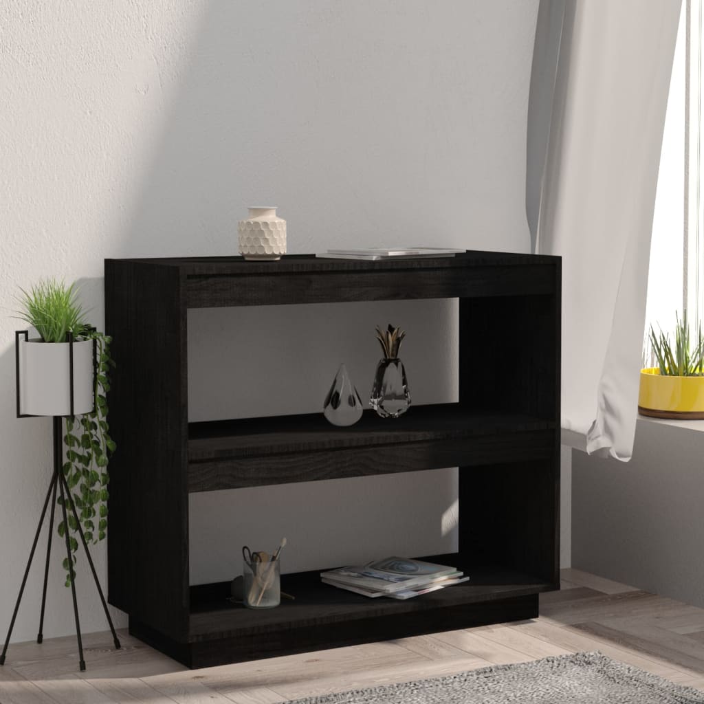 Bibliothèque Noir 80x35x71 cm Bois de pin massif - XIOS