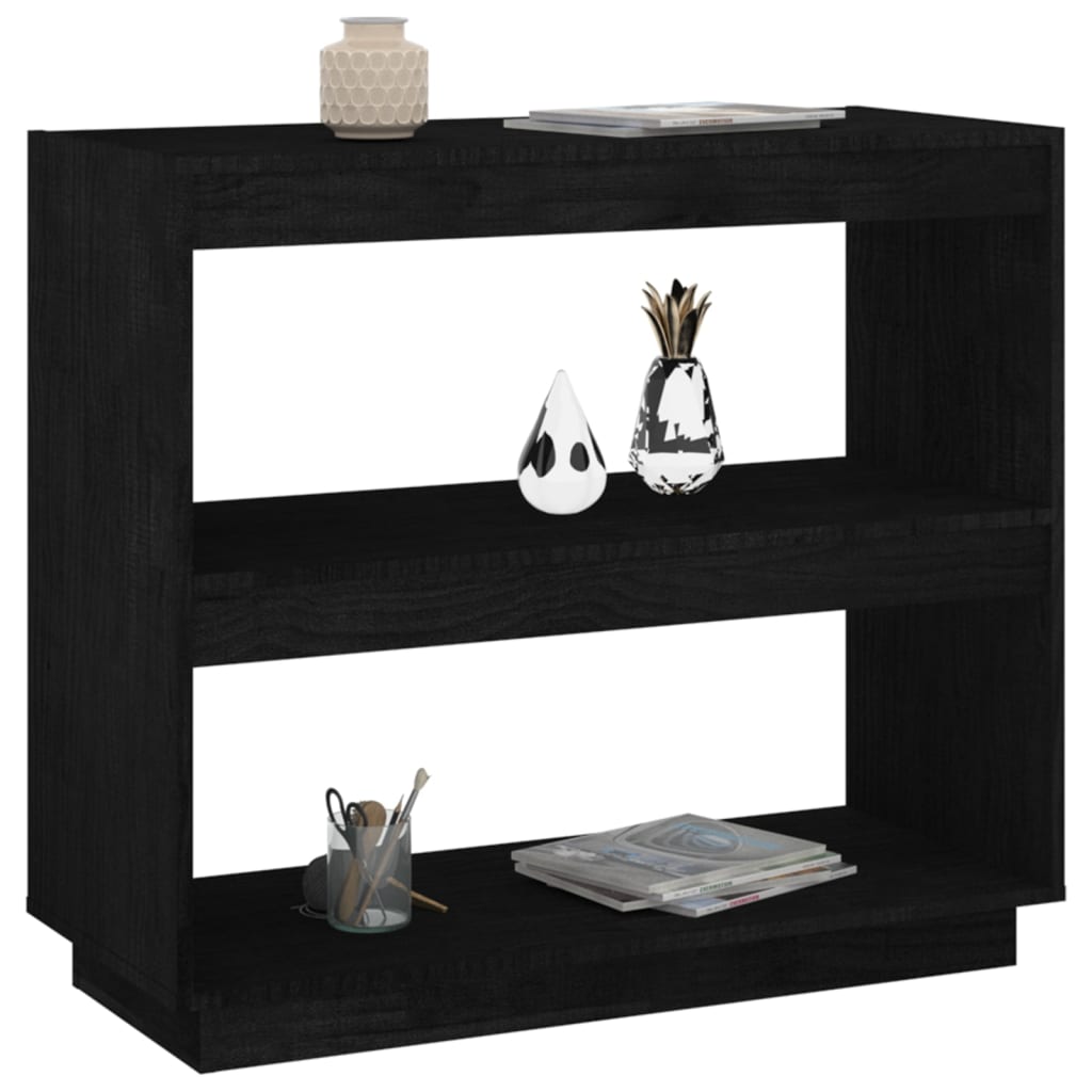 Bibliothèque Noir 80x35x71 cm Bois de pin massif - XIOS