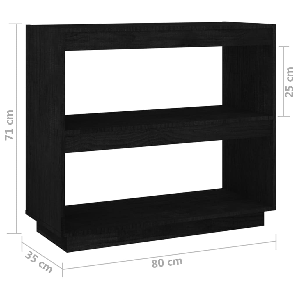 Bibliothèque Noir 80x35x71 cm Bois de pin massif - XIOS