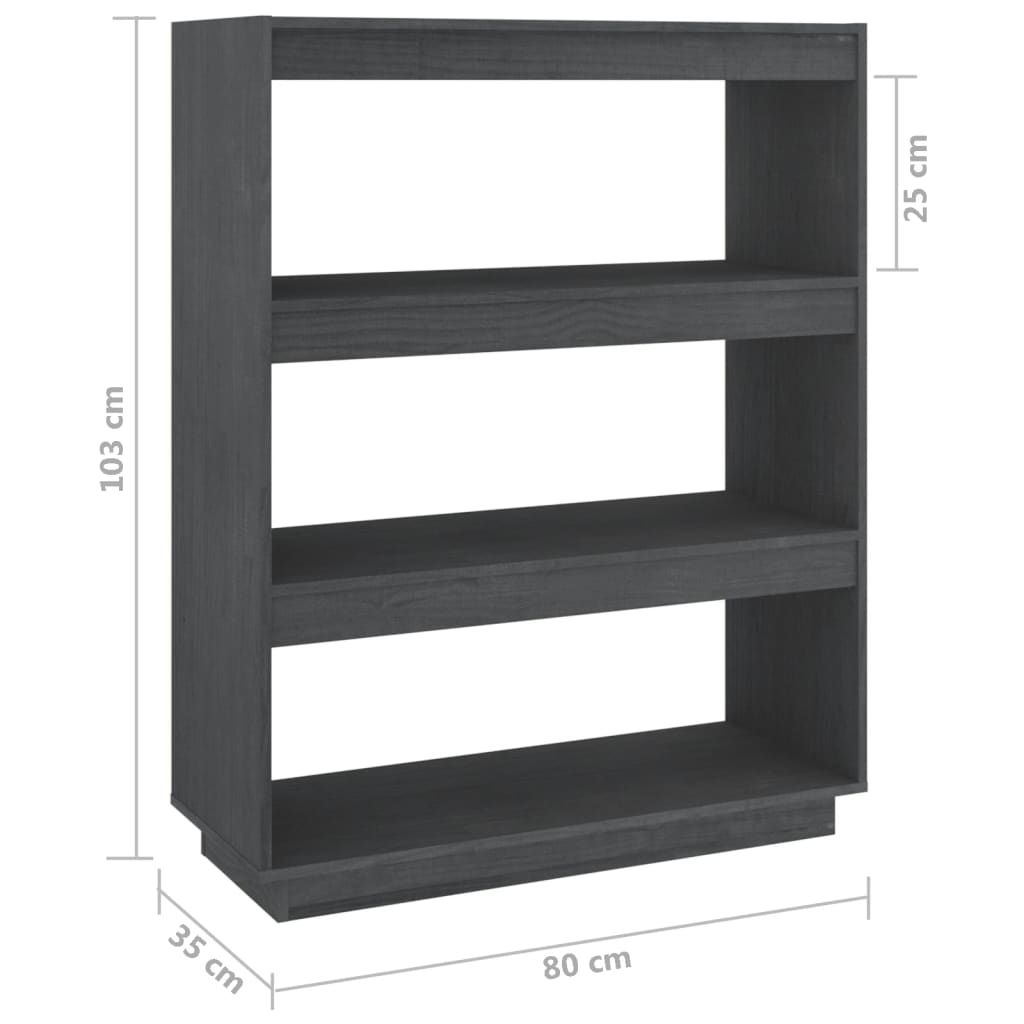 Bibliothèque/Séparateur de pièce Gris 80x35x103 cm Pin massif - XIOS