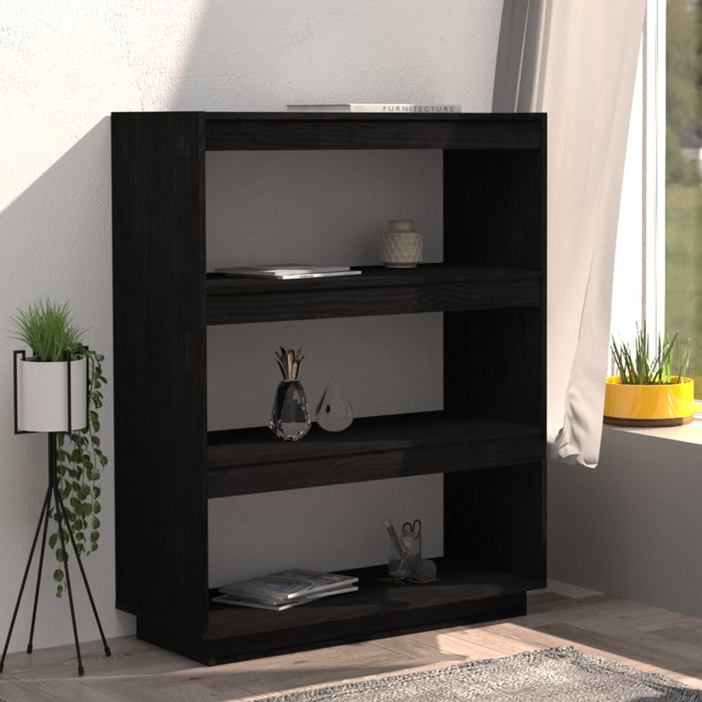 Bibliothèque/Séparateur de pièce Noir 80x35x103 cm Pin massif - XIOS