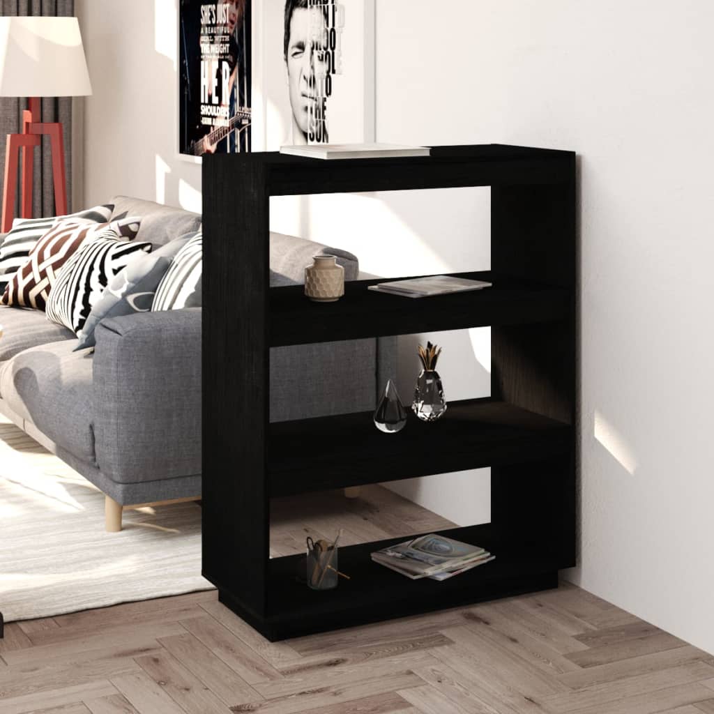 Bibliothèque/Séparateur de pièce Noir 80x35x103 cm Pin massif - XIOS