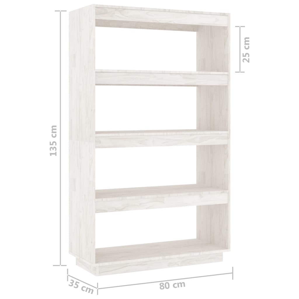 Bibliothèque/Séparateur de pièce Blanc 80x35x135 cm Pin massif - XIOS