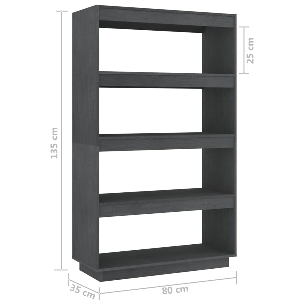 Bibliothèque/Séparateur de pièce Gris 80x35x135 cm Pin massif - XIOS