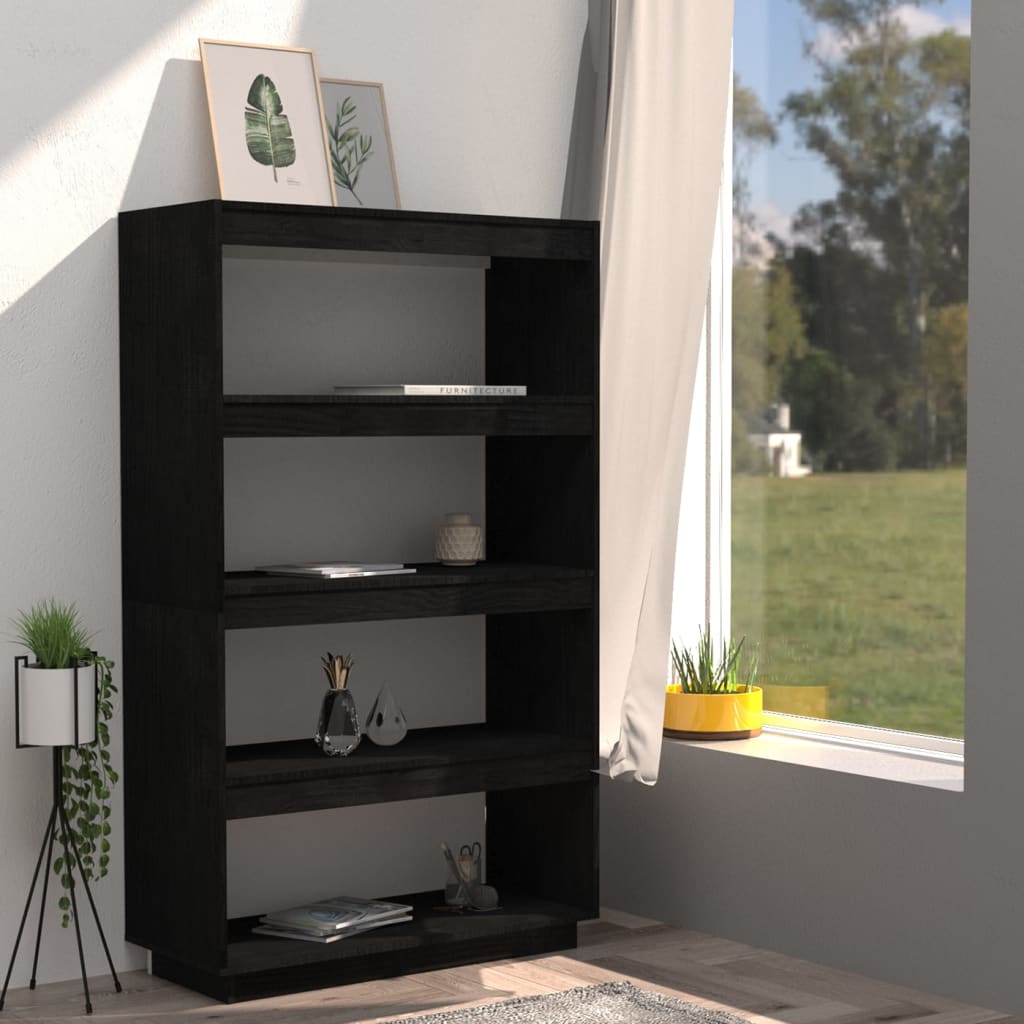 Bibliothèque/Séparateur de pièce Noir 80x35x135 cm Pin massif - XIOS