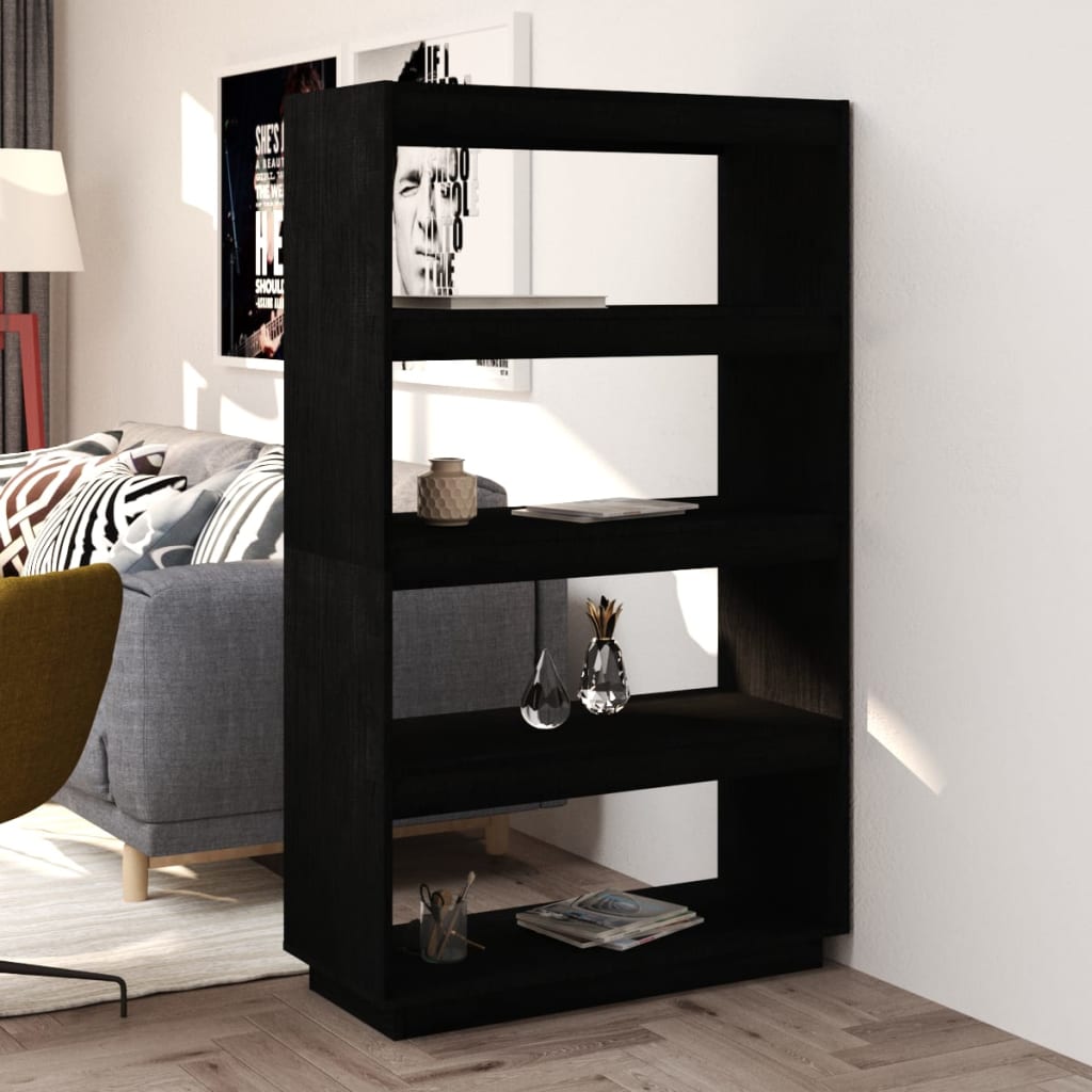 Bibliothèque/Séparateur de pièce Noir 80x35x135 cm Pin massif - XIOS