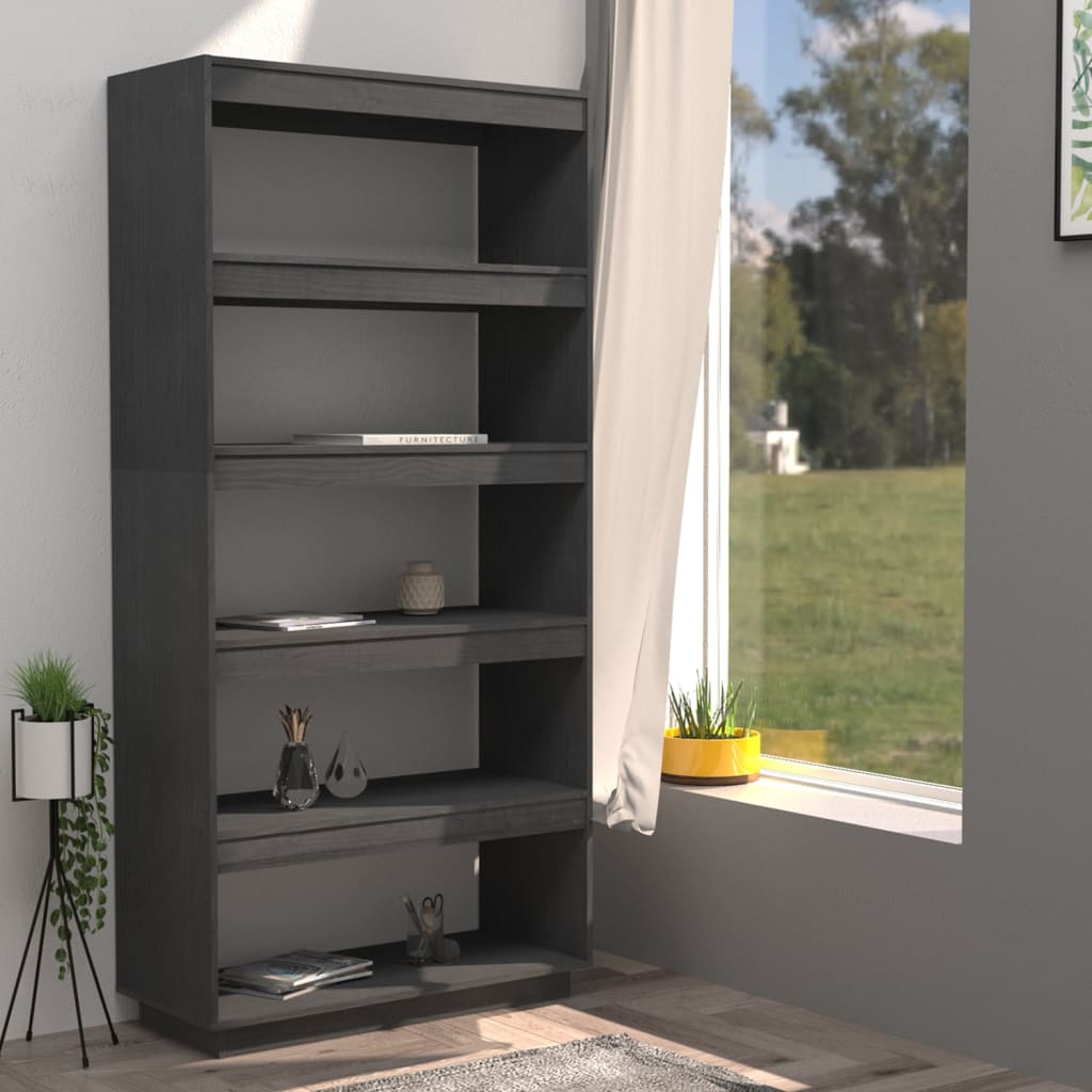 Bibliothèque/Séparateur de pièce Gris 80x35x167 cm Pin massif - XIOS