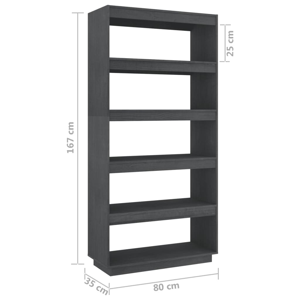 Bibliothèque/Séparateur de pièce Gris 80x35x167 cm Pin massif - XIOS