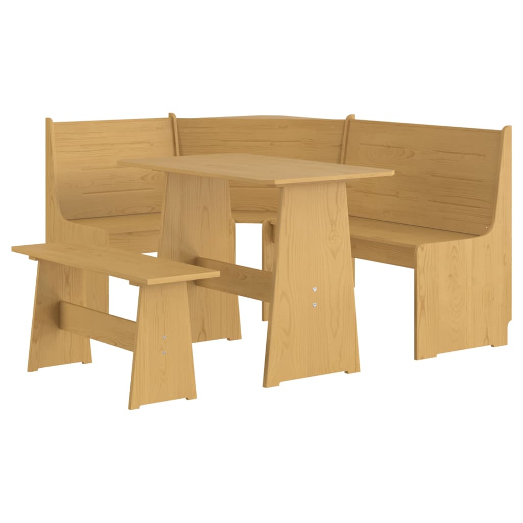 Ensemble à manger REINE 3 pcs marron miel bois de pin massif - XIOS