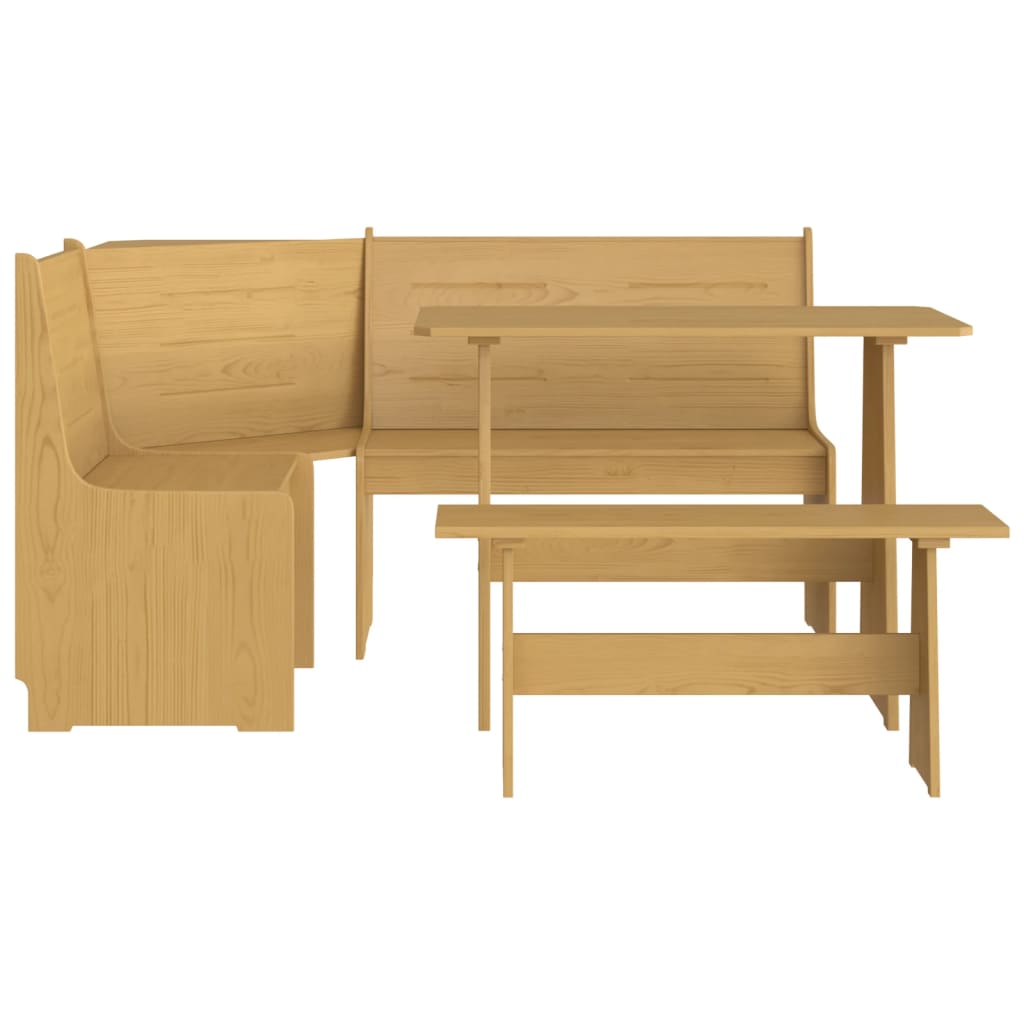 Ensemble à manger REINE 3 pcs marron miel bois de pin massif - XIOS