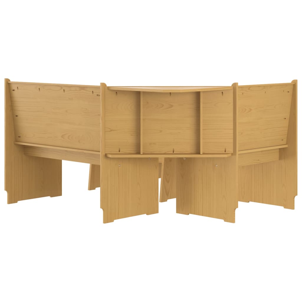 Ensemble à manger REINE 3 pcs marron miel bois de pin massif - XIOS