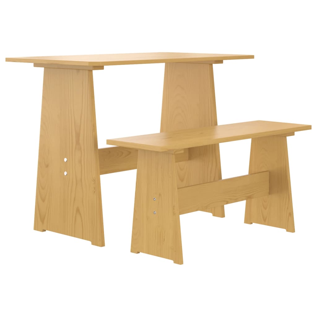 Ensemble à manger REINE 3 pcs marron miel bois de pin massif - XIOS