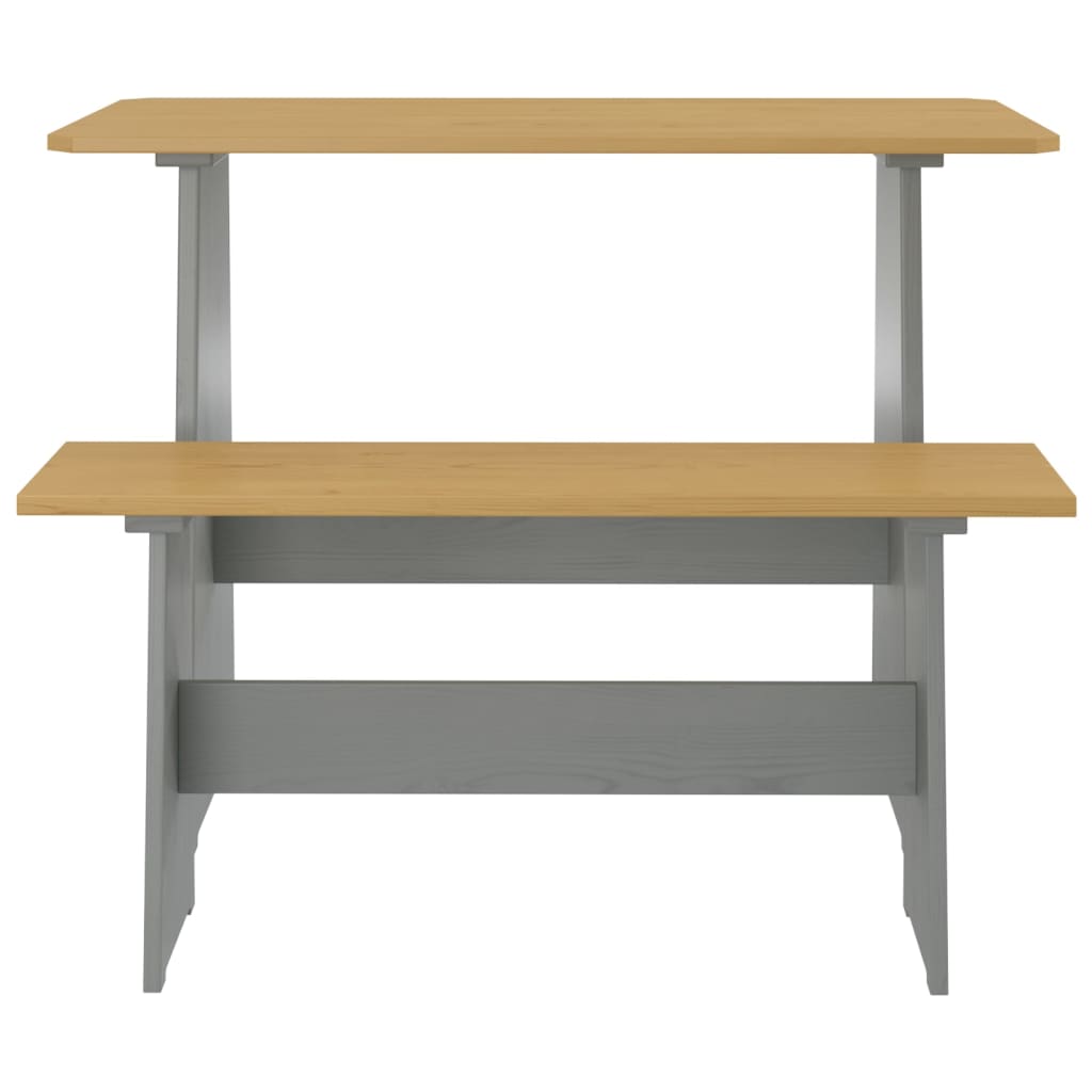Ensemble à manger REINE 3 pcs marron miel gris bois pin massif - XIOS