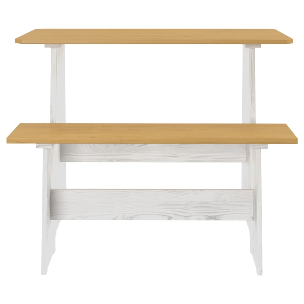 Ensemble à manger REINE 3 pcs marron miel blanc bois pin massif - XIOS