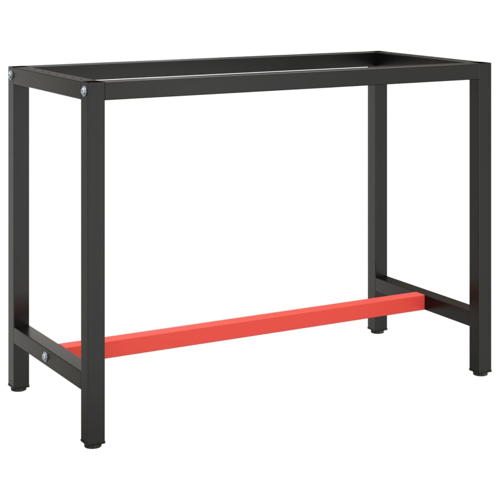 Cadre de banc de travail Noir et rouge mat 110x50x79 cm Métal Pieds de table vidaXL