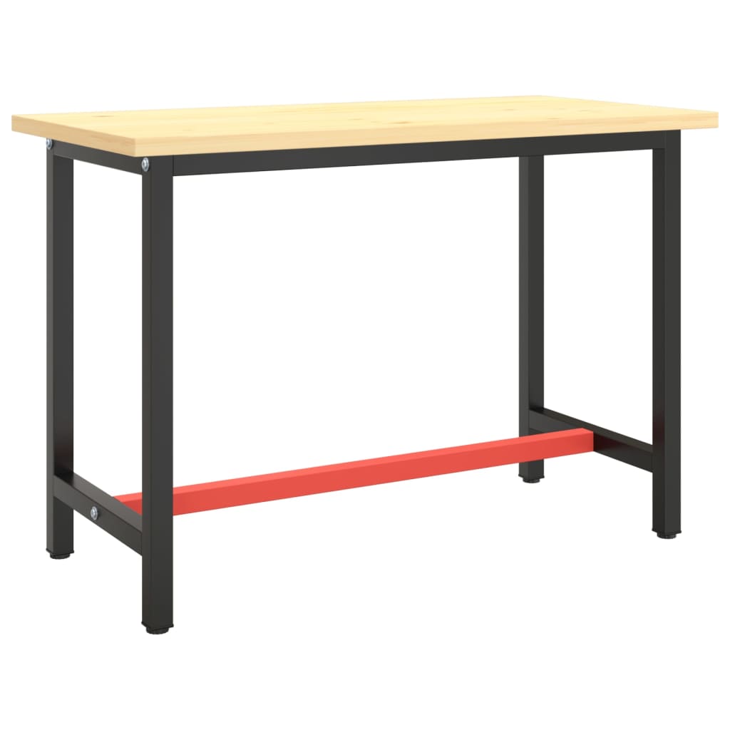 Cadre de banc de travail Noir et rouge mat 110x50x79 cm Métal Pieds de table vidaXL