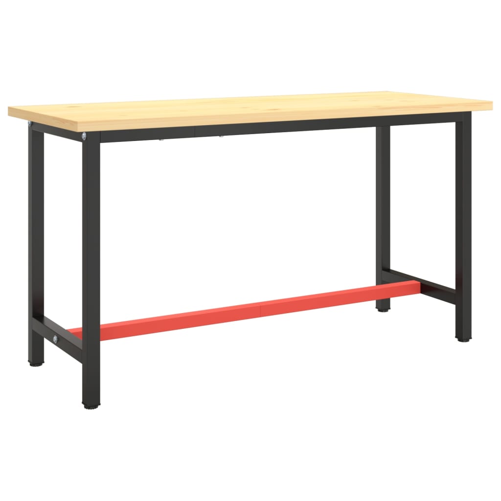 Cadre de banc de travail Noir et rouge mat 140x50x79 cm Métal Pieds de table vidaXL