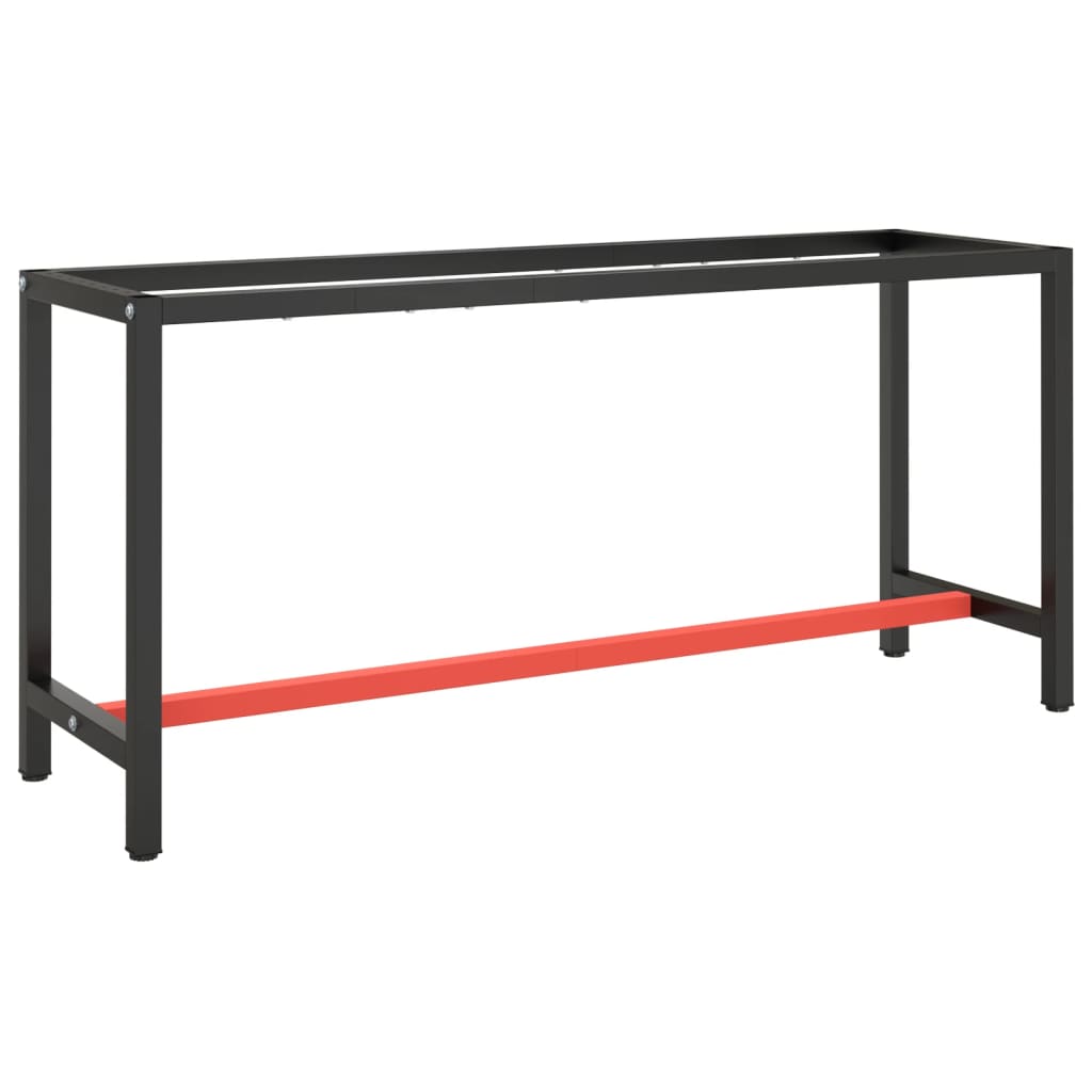 Cadre de banc de travail Noir et rouge mat 170x50x79 cm Métal Pieds de table vidaXL