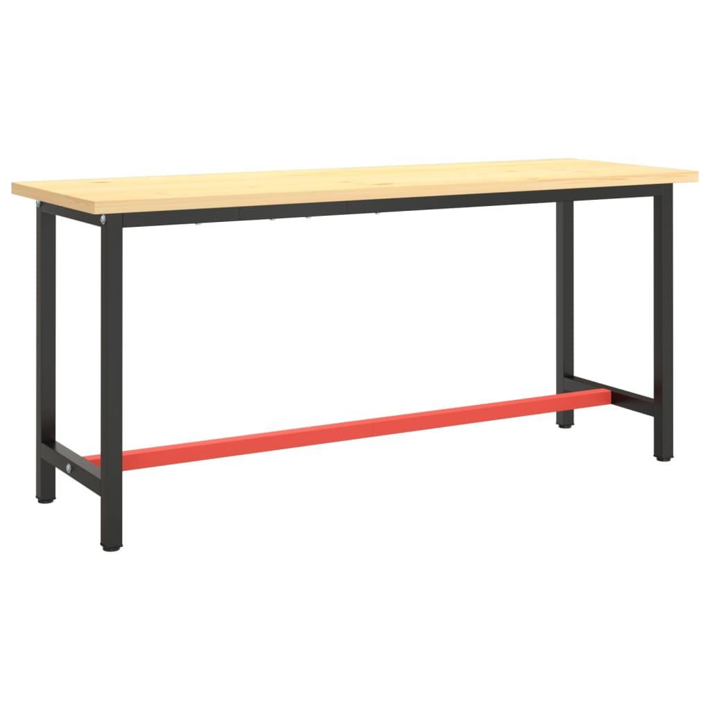 Cadre de banc de travail Noir et rouge mat 170x50x79 cm Métal Pieds de table vidaXL