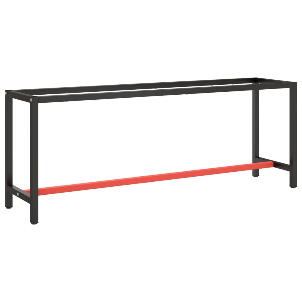 Cadre banc de travail Noir mat et rouge mat 210x50x79 cm Métal Pieds de table vidaXL
