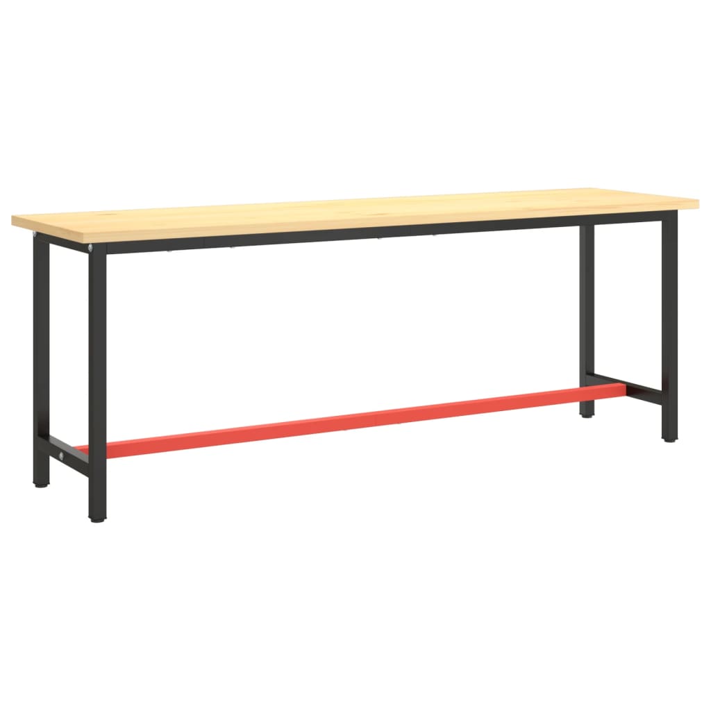 Cadre banc de travail Noir mat et rouge mat 210x50x79 cm Métal Pieds de table vidaXL
