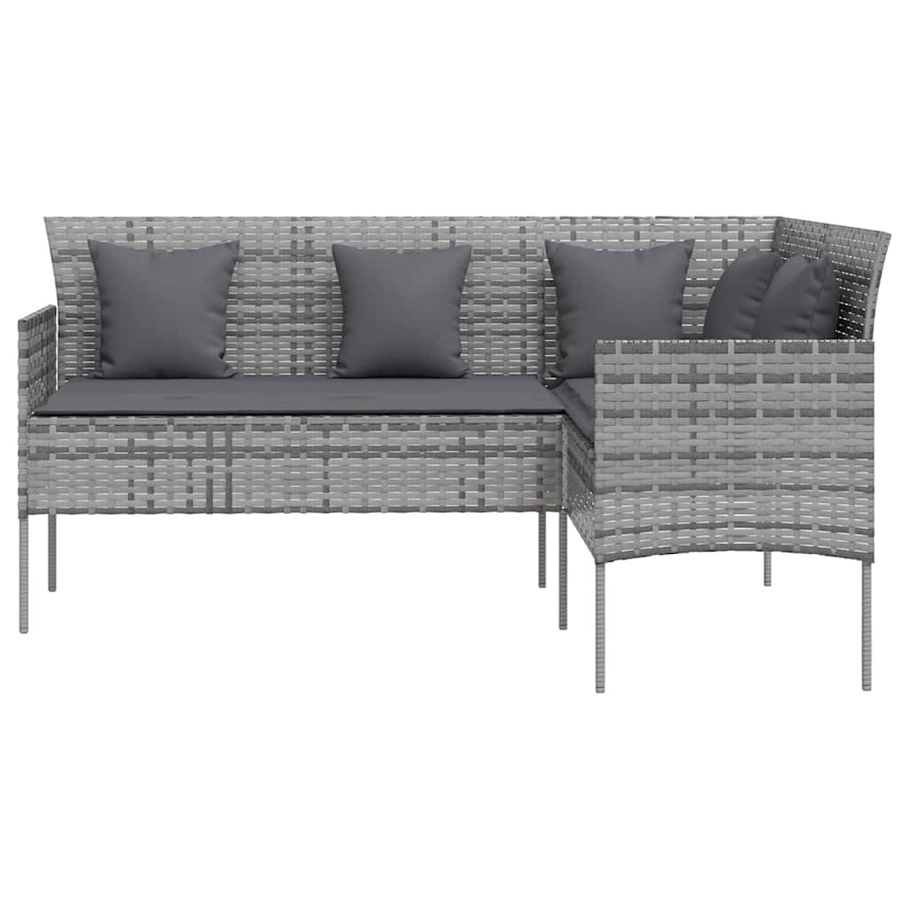 Ensemble de canapés en L 5pcs avec coussins résine tressée gris