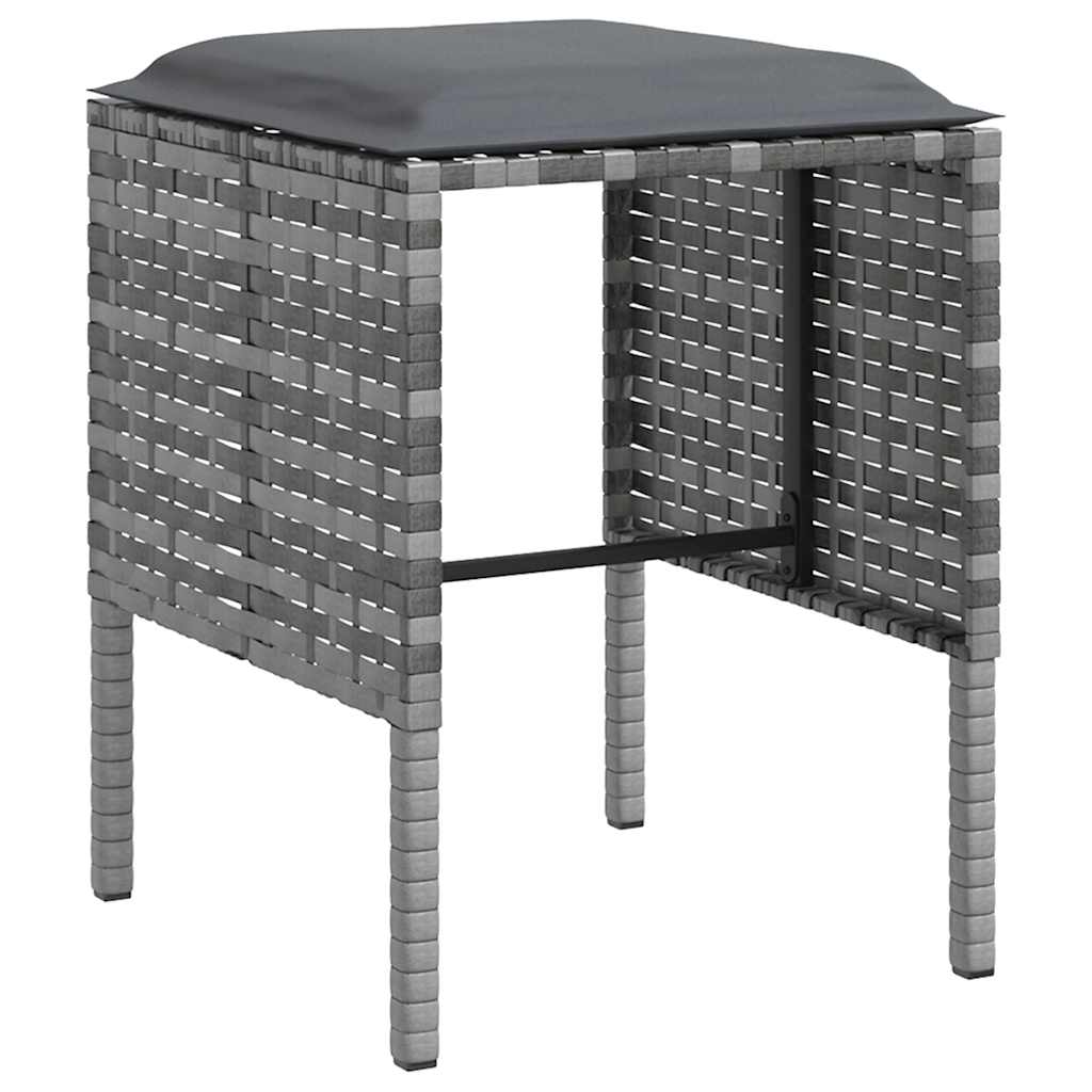 Ensemble de canapés en L 5pcs avec coussins résine tressée gris