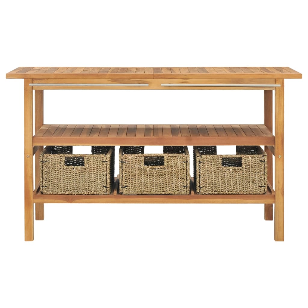 Meuble de salle de bain avec 3 paniers Teck solide 132x45x75 cm - XIOS