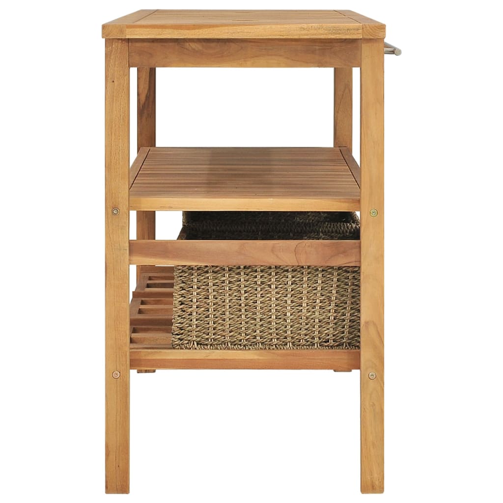 Meuble de salle de bain avec 3 paniers Teck solide 132x45x75 cm - XIOS