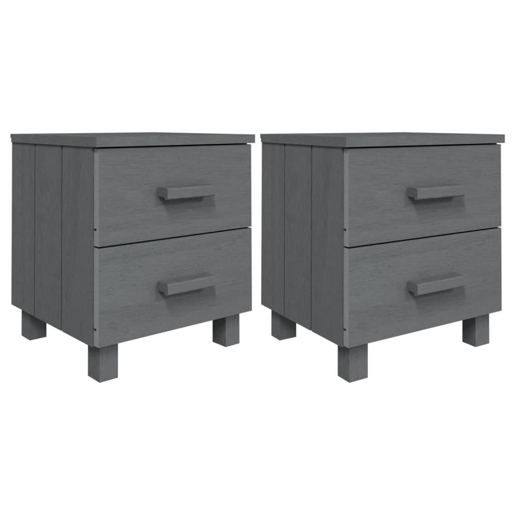 Tables de chevet HAMAR 2pcs Gris foncé 40x35x44,5cm Bois massif - XIOS